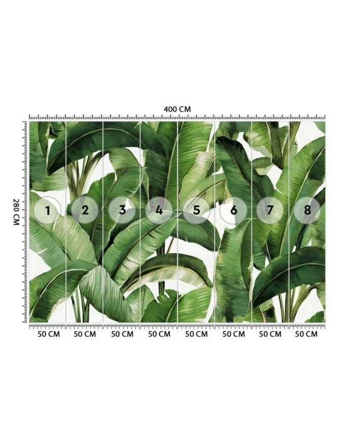Wall mural for bedroom - Green tropical leaves | FEEBY