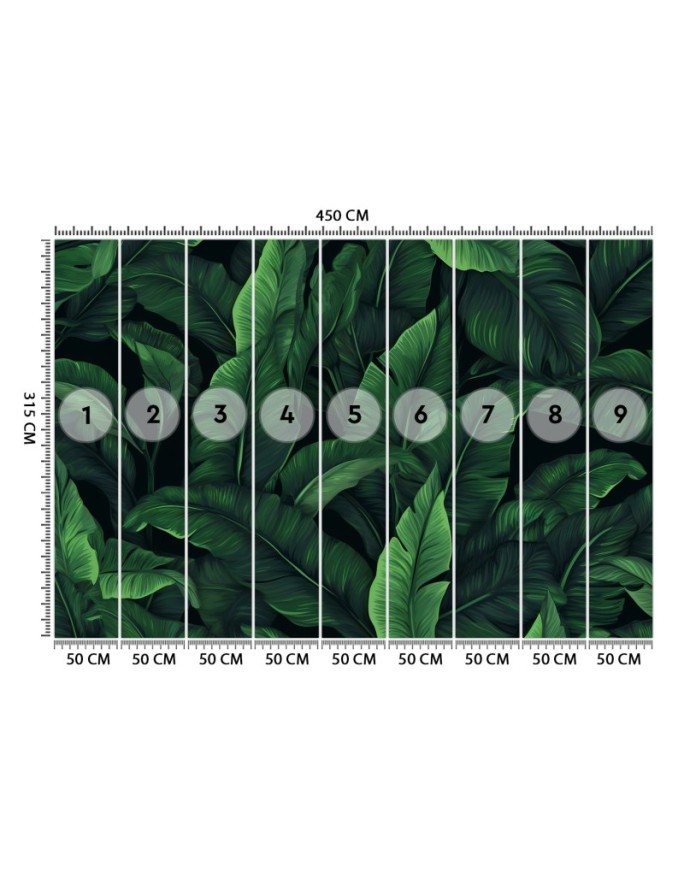Wallpaper - Exotic leaves in monochrome green | FEEBY