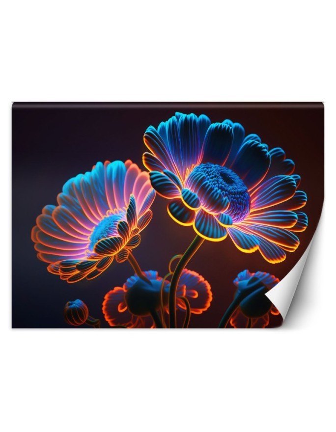 Unique wall mural - Neon flowers | FEEBY