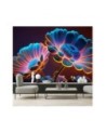 Unique wall mural - Neon flowers | FEEBY