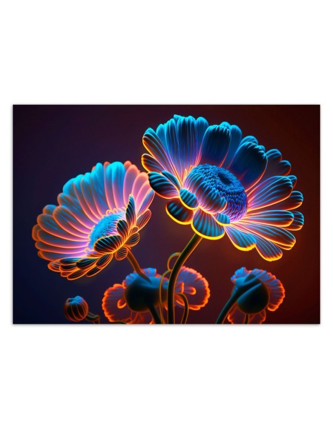 Unique wall mural - Neon flowers | FEEBY