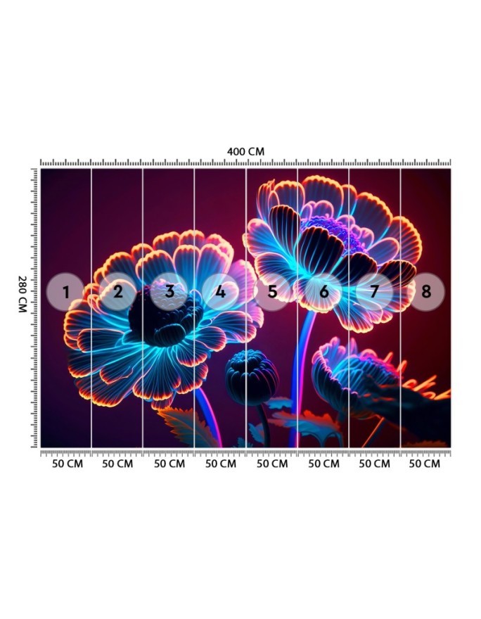 Fashionable wallpaper - Neon flowers buds | FEEBY