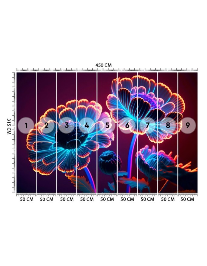 Fashionable wallpaper - Neon flowers buds | FEEBY