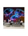Wall mural for living room - Neon flowers nature | FEEBY