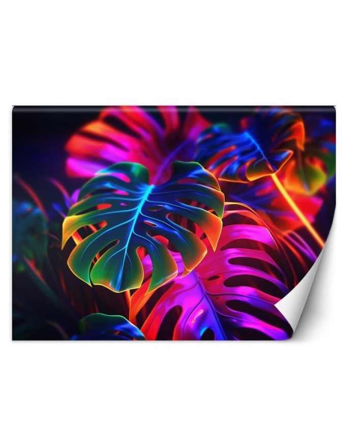 Wall mural - Monstera fluorescent leaves | FEEBY