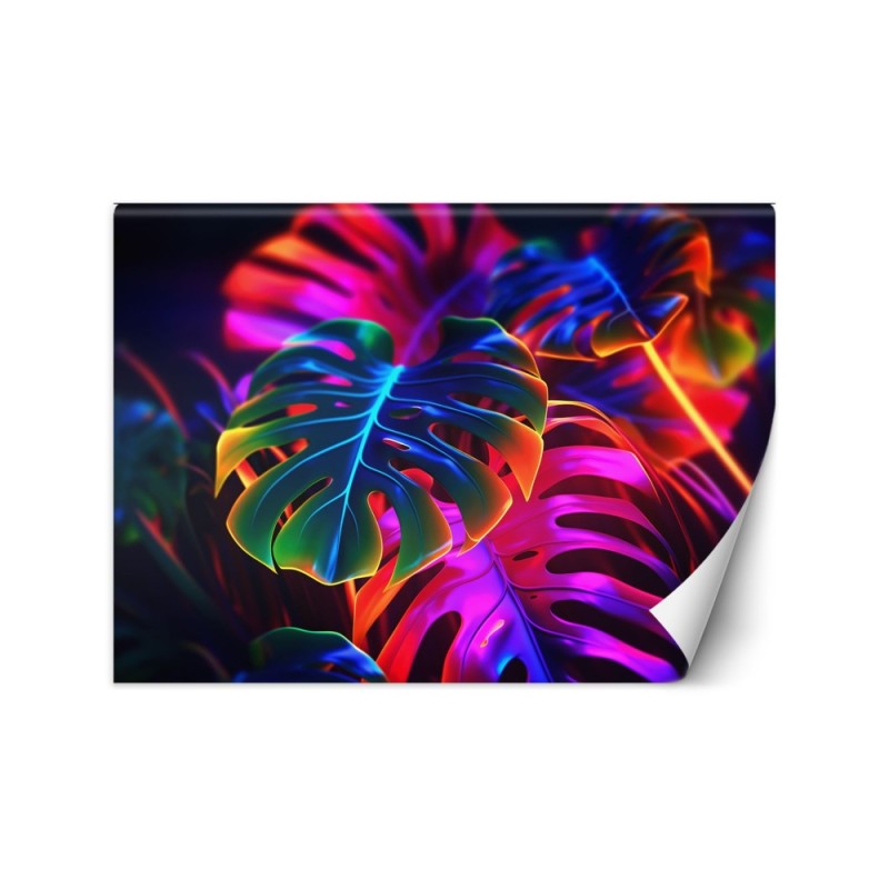 Wall mural - Monstera fluorescent leaves | FEEBY