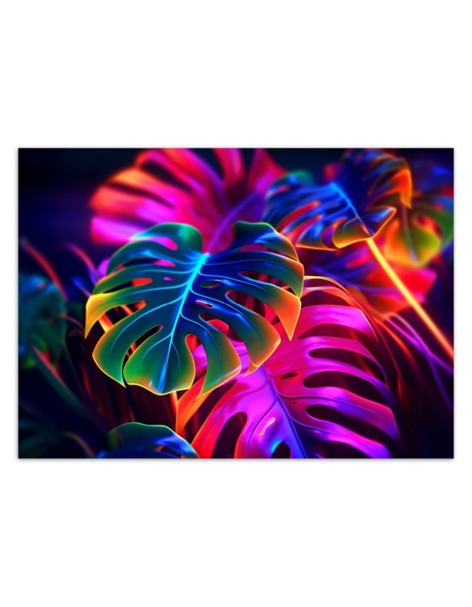 Wall mural - Monstera fluorescent leaves | FEEBY