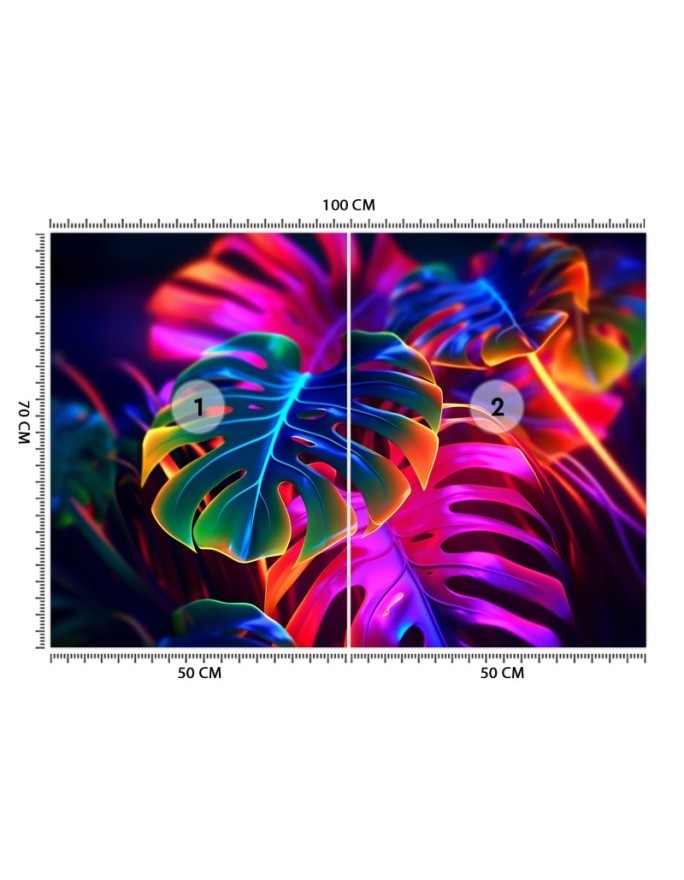 Wall mural - Monstera fluorescent leaves | FEEBY