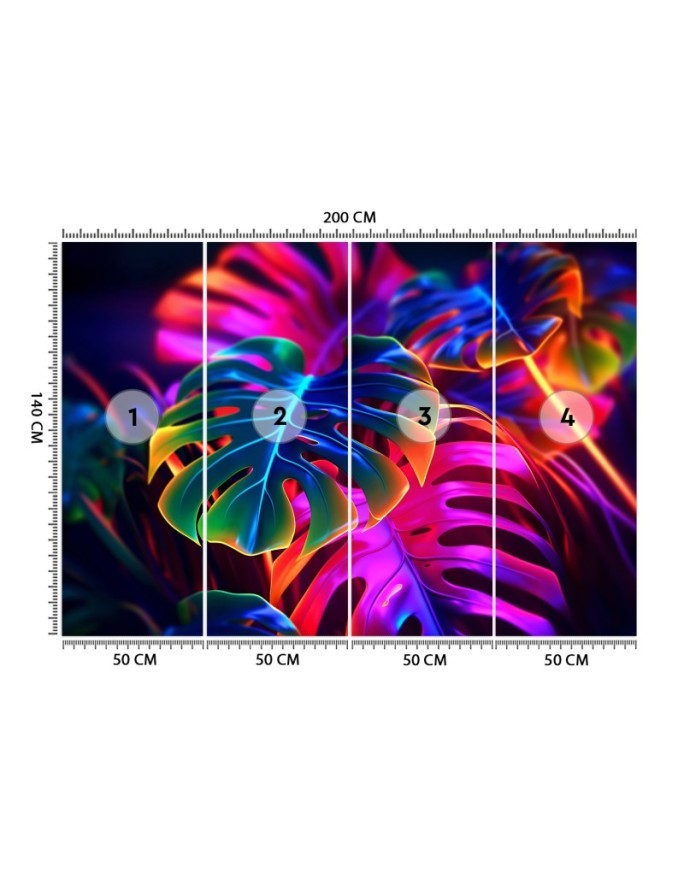 Wall mural - Monstera fluorescent leaves | FEEBY