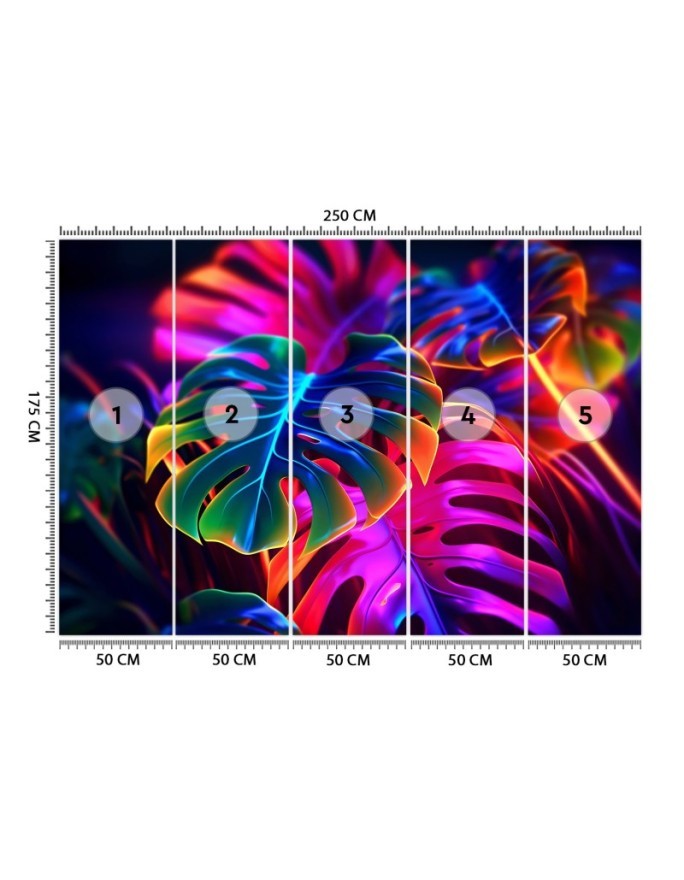 Wall mural - Monstera fluorescent leaves | FEEBY