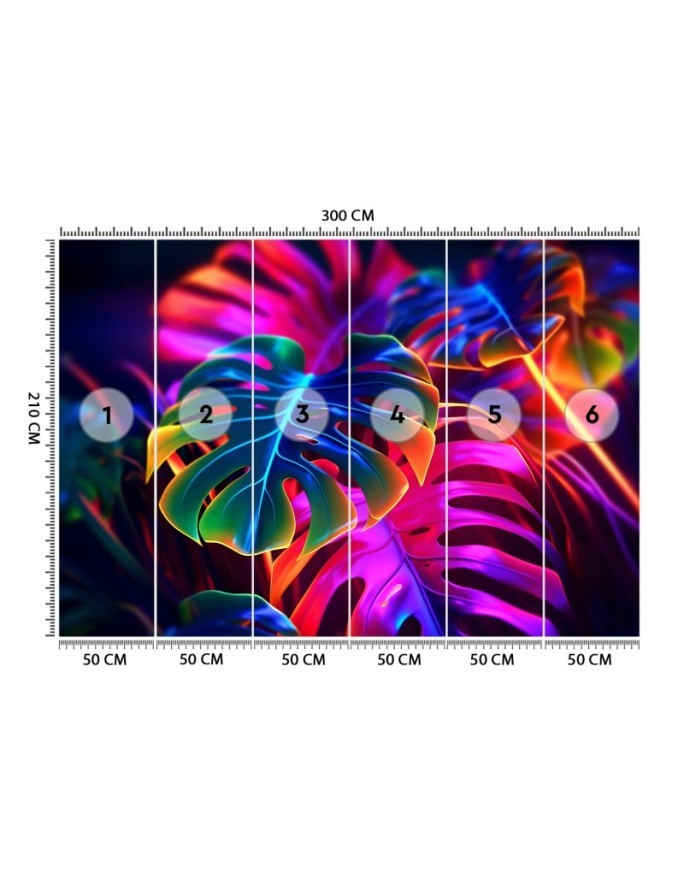 Wall mural - Monstera fluorescent leaves | FEEBY