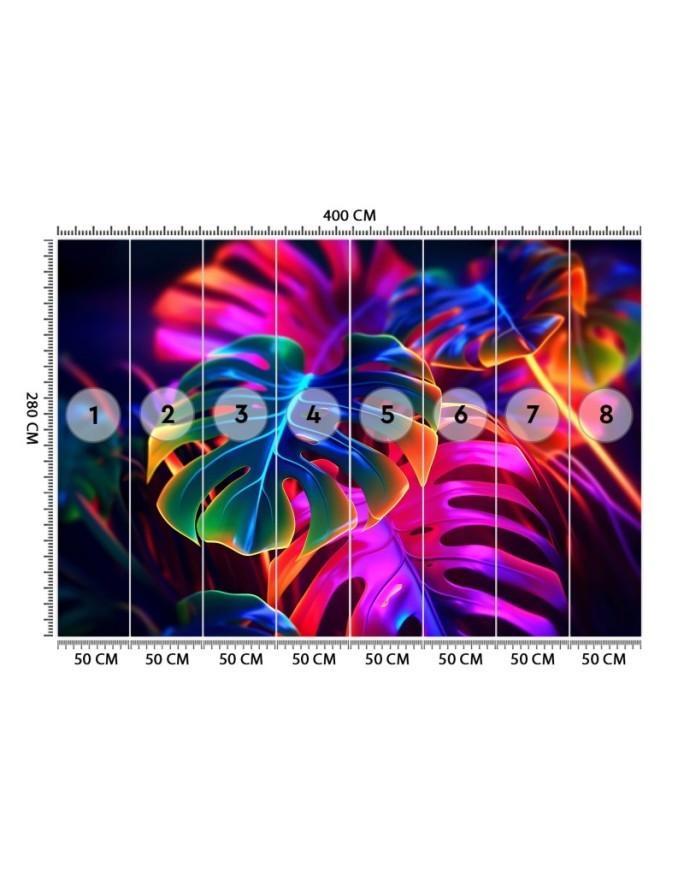 Wall mural - Monstera fluorescent leaves | FEEBY