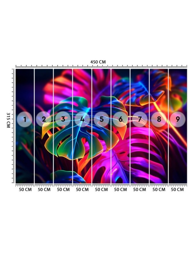 Wall mural - Monstera fluorescent leaves | FEEBY