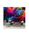 Modern wall mural - Monstera leaves in neon colors | FEEBY