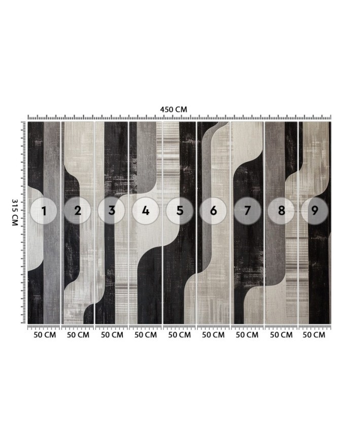 Wall mural for living room - Grey geometric abstraction | FEEBY