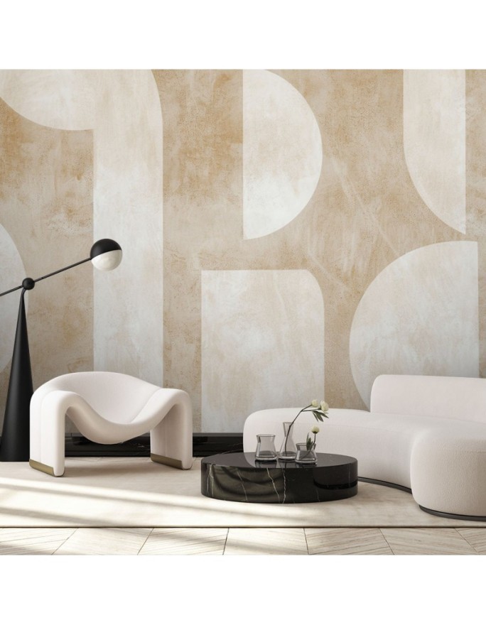 Modern wall mural - Beige abstract shapes | FEEBY