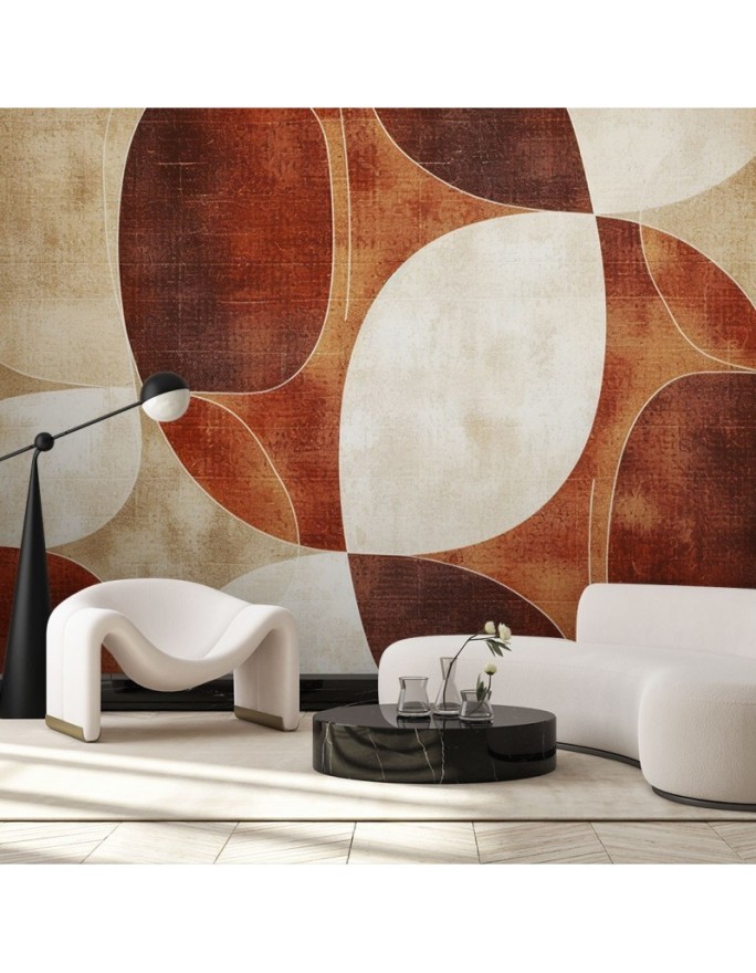 Modern wall mural - Abstract shapes brown vintage | FEEBY