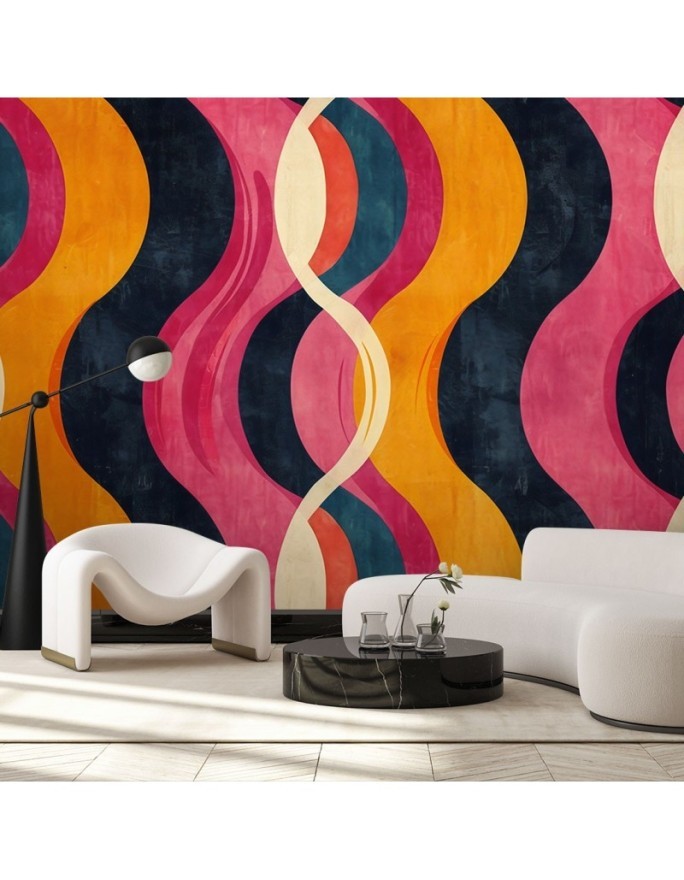 Modern wall mural - Waves Abstract Retro | FEEBY