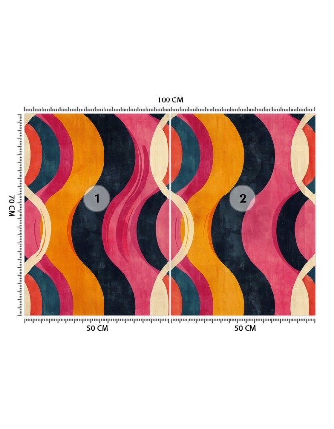 Modern wall mural - Waves Abstract Retro | FEEBY