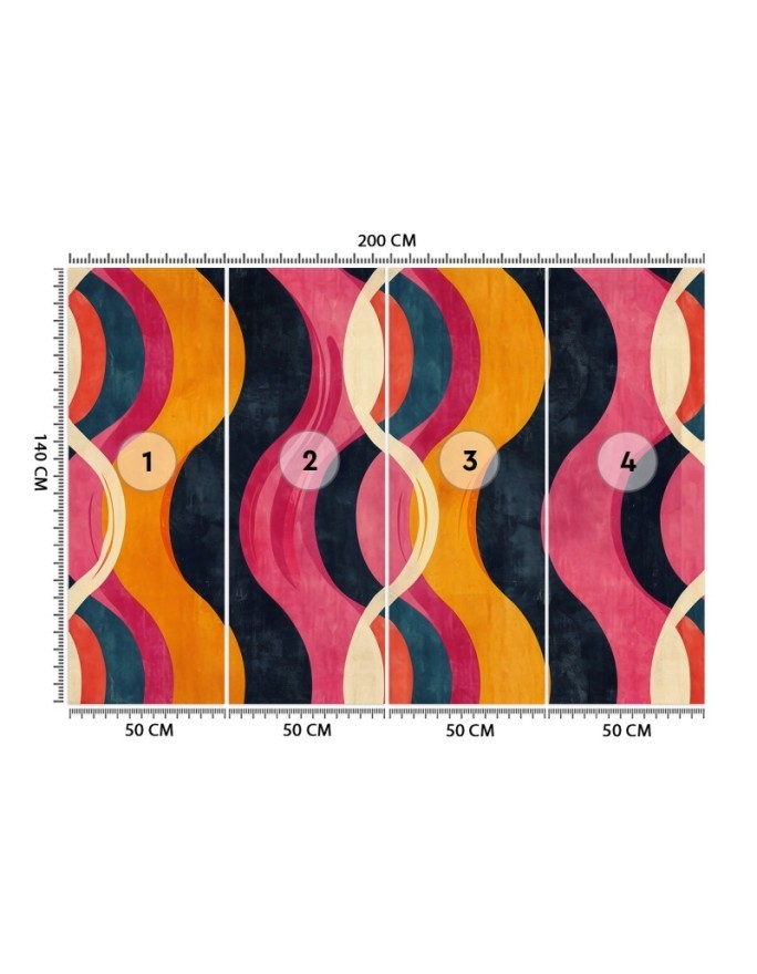 Modern wall mural - Waves Abstract Retro | FEEBY