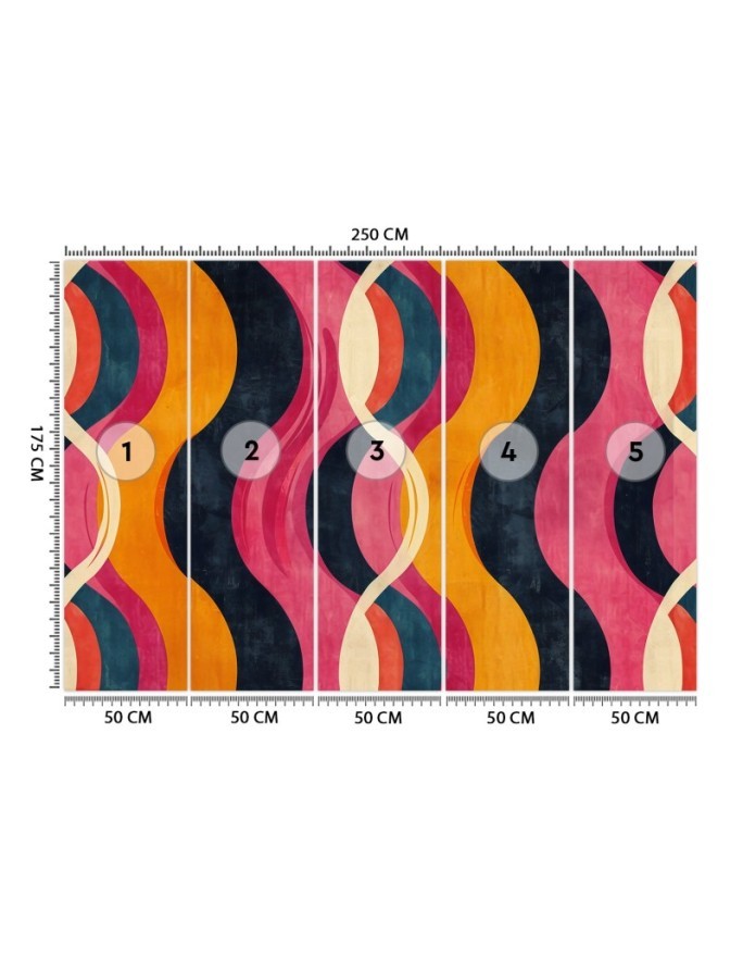 Modern wall mural - Waves Abstract Retro | FEEBY