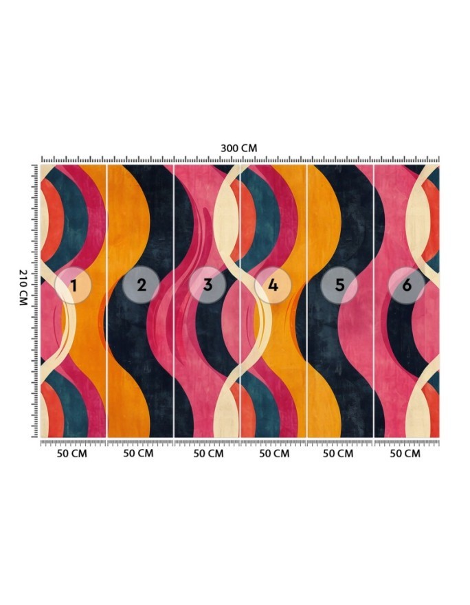 Modern wall mural - Waves Abstract Retro | FEEBY