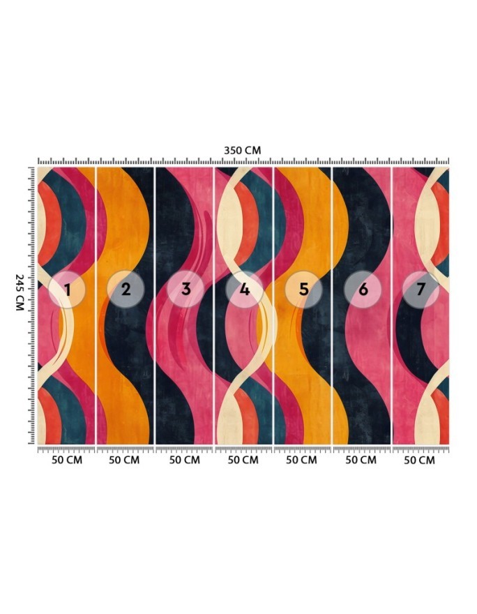 Modern wall mural - Waves Abstract Retro | FEEBY