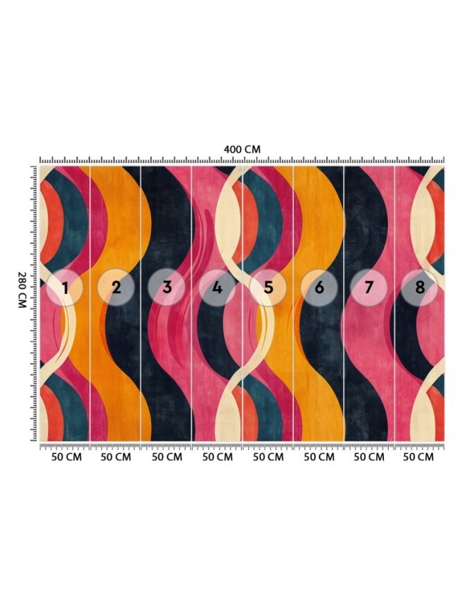 Modern wall mural - Waves Abstract Retro | FEEBY