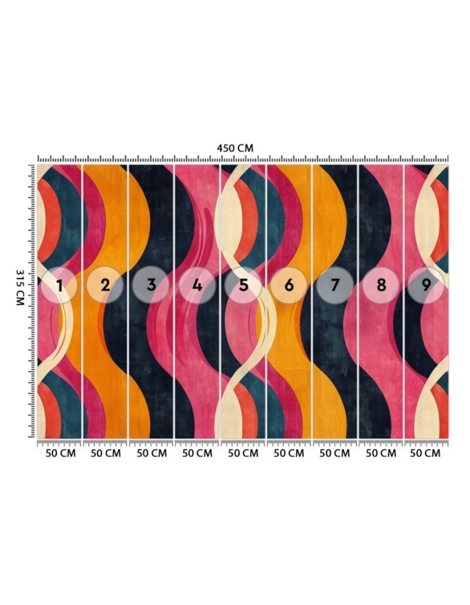Modern wall mural - Waves Abstract Retro | FEEBY
