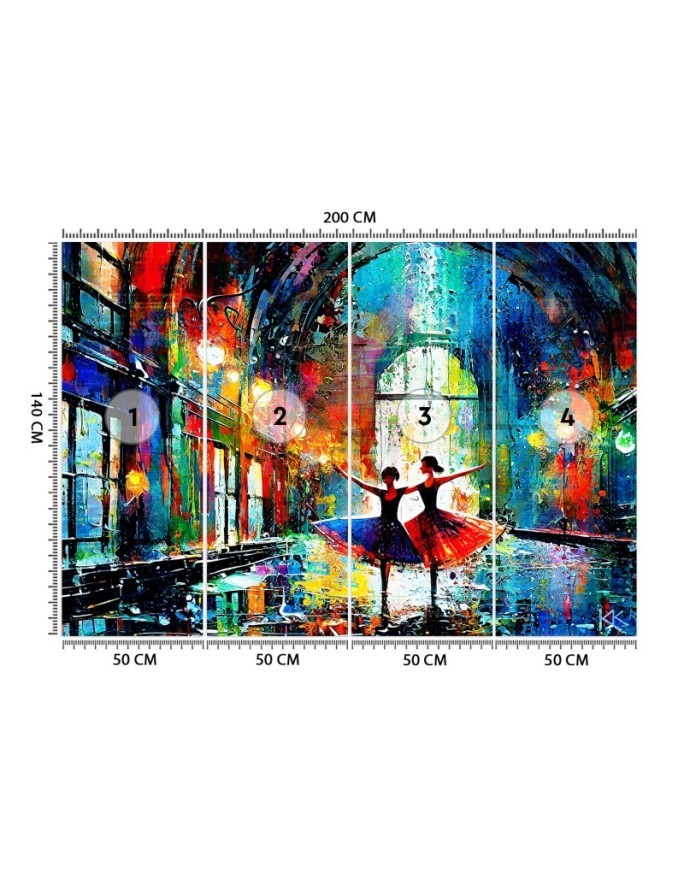 Modern wall mural - Dancing Ballerinas Abstract | FEEBY