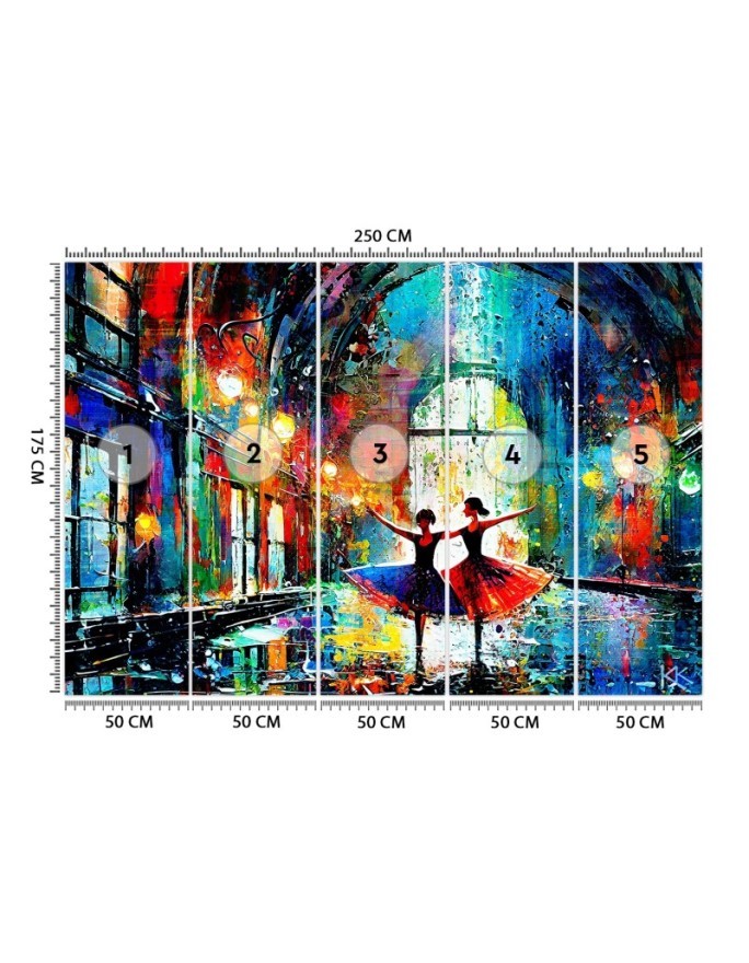 Modern wall mural - Dancing Ballerinas Abstract | FEEBY