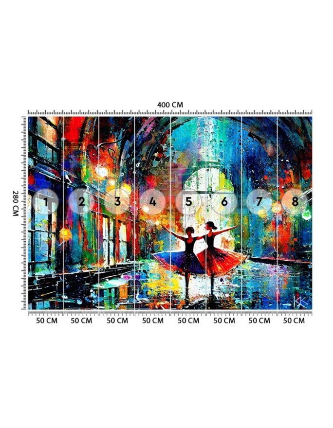 Modern wall mural - Dancing Ballerinas Abstract | FEEBY