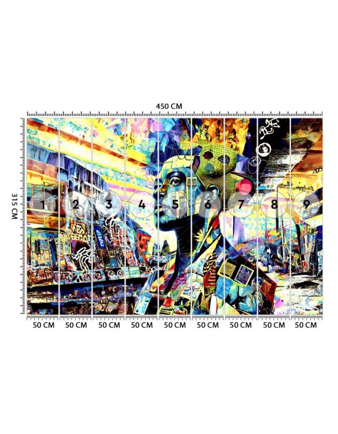 Unique wall mural - Colorful Woman Abstraction | FEEBY