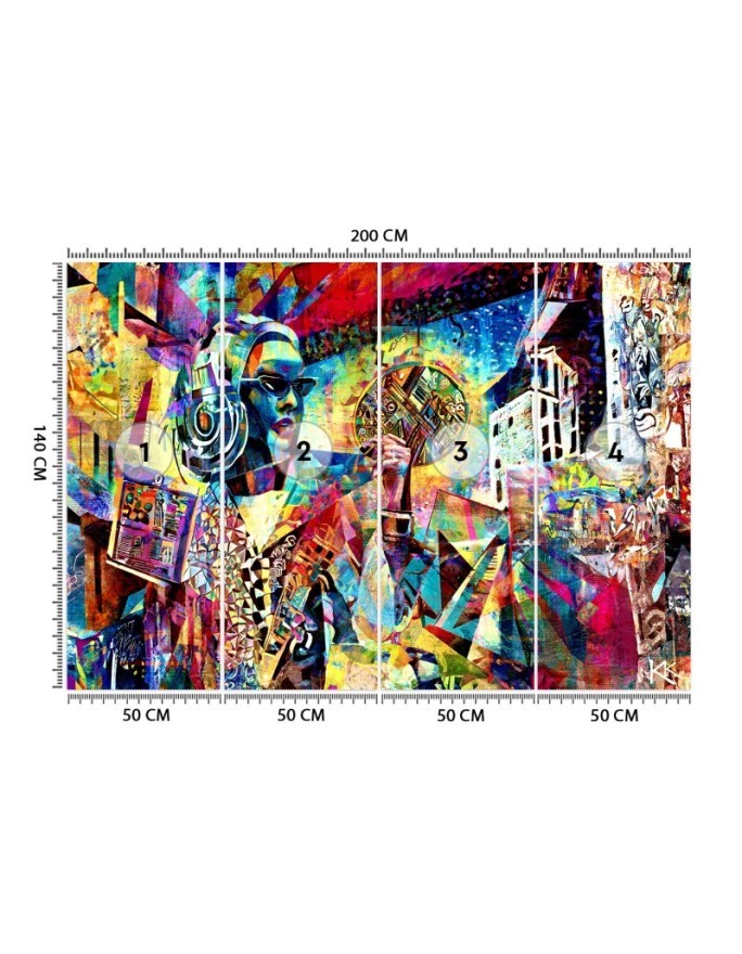 Modern wallpaper - Woman Abstraction Colorful | FEEBY