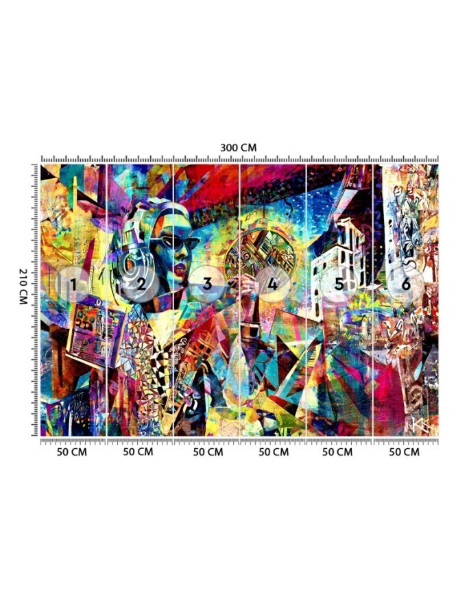 Modern wallpaper - Woman Abstraction Colorful | FEEBY