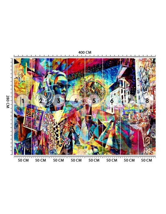 Modern wallpaper - Woman Abstraction Colorful | FEEBY
