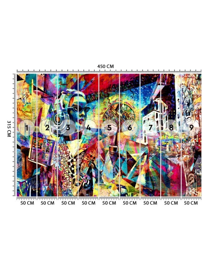 Modern wallpaper - Woman Abstraction Colorful | FEEBY