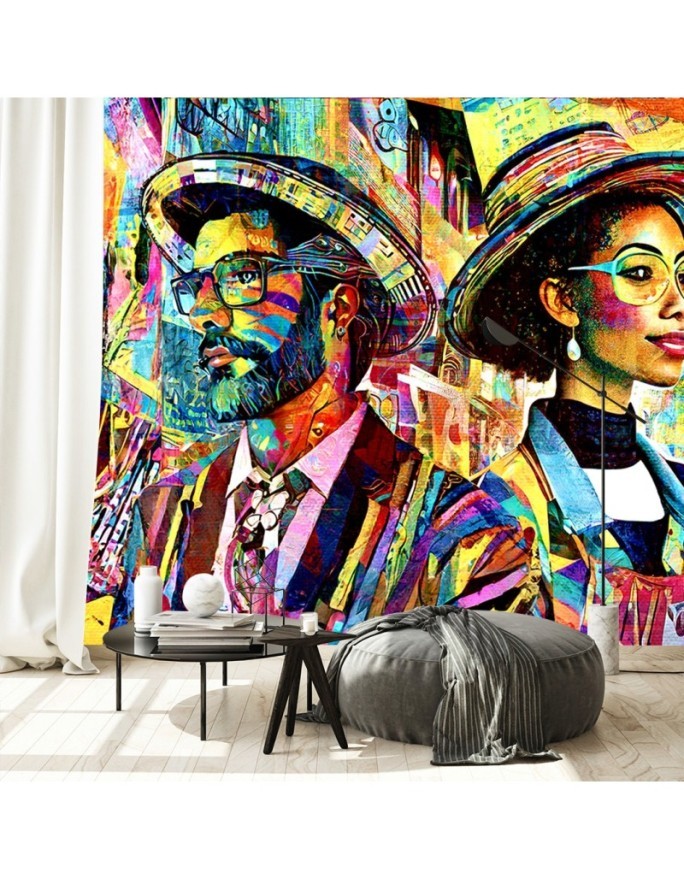 Wall mural for living room - Female and Male Abstraction | FEEBY