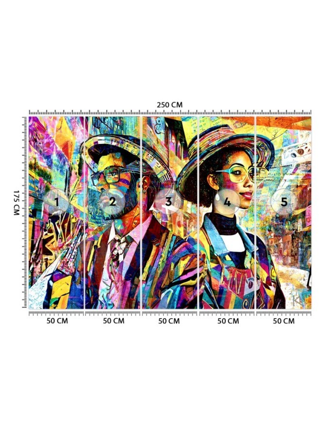 Wall mural for living room - Female and Male Abstraction | FEEBY