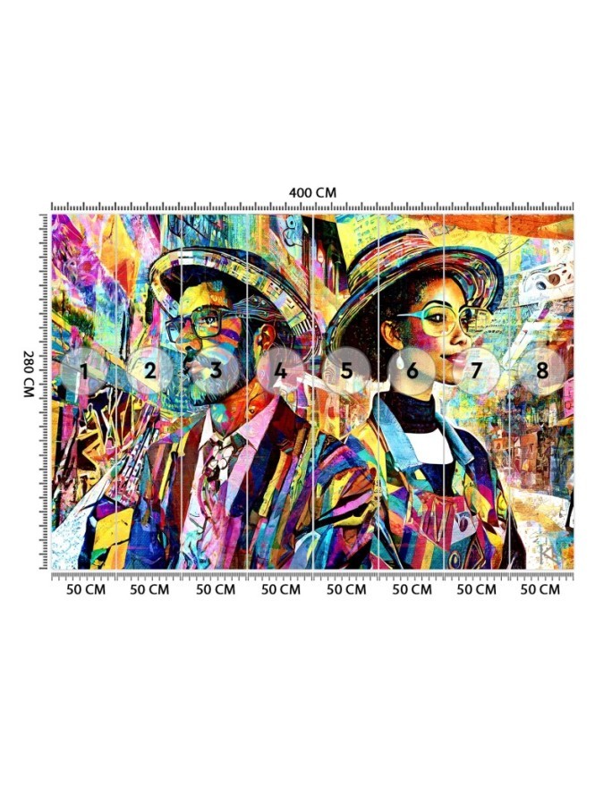 Wall mural for living room - Female and Male Abstraction | FEEBY