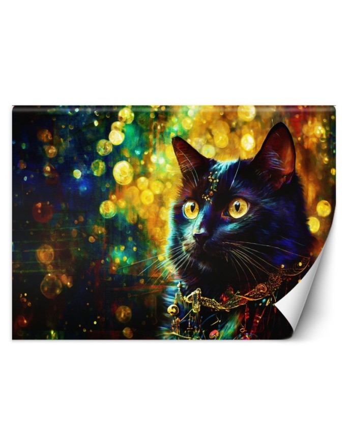 Wall mural for bedroom - Black Cat Abstraction | FEEBY