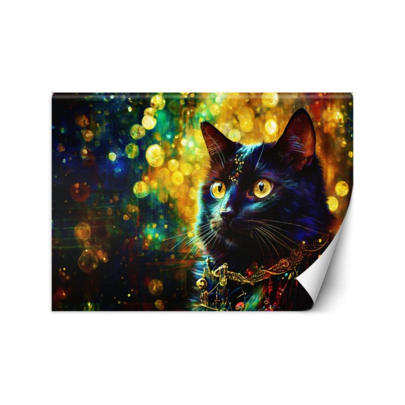 Wall mural for bedroom - Black Cat Abstraction | FEEBY