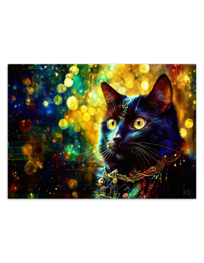 Wall mural for bedroom - Black Cat Abstraction | FEEBY