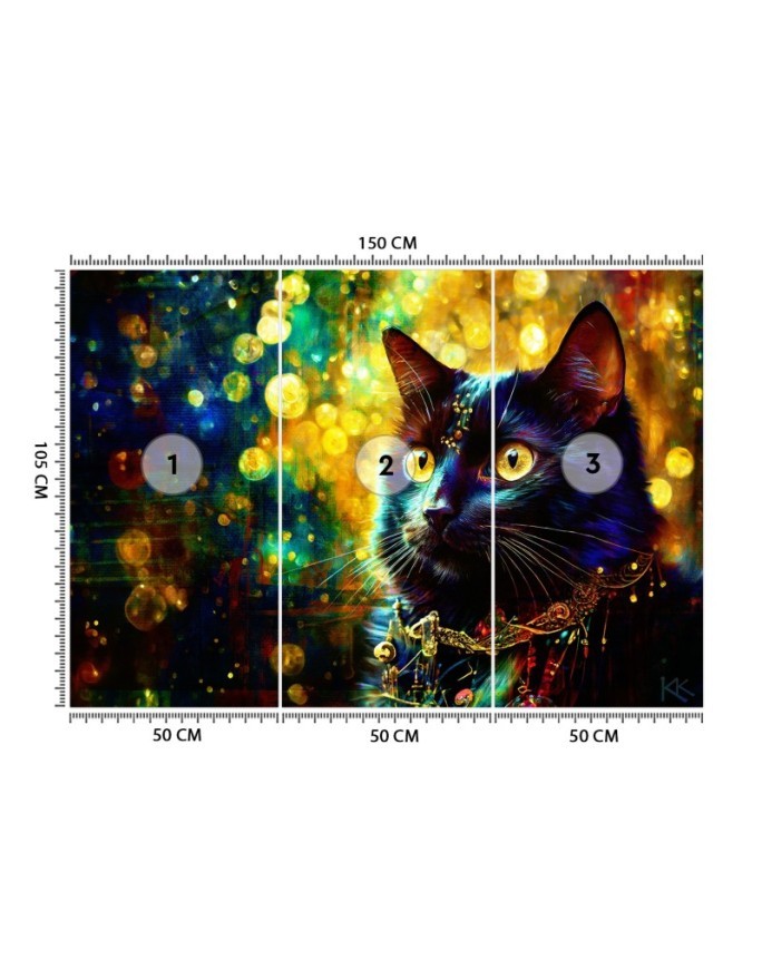 Wall mural for bedroom - Black Cat Abstraction | FEEBY