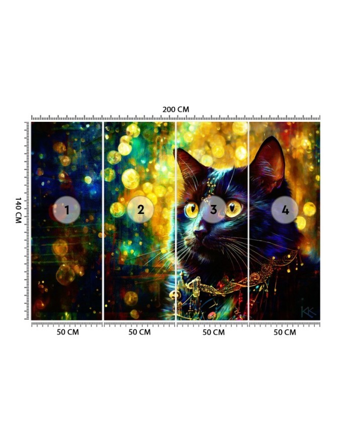 Wall mural for bedroom - Black Cat Abstraction | FEEBY