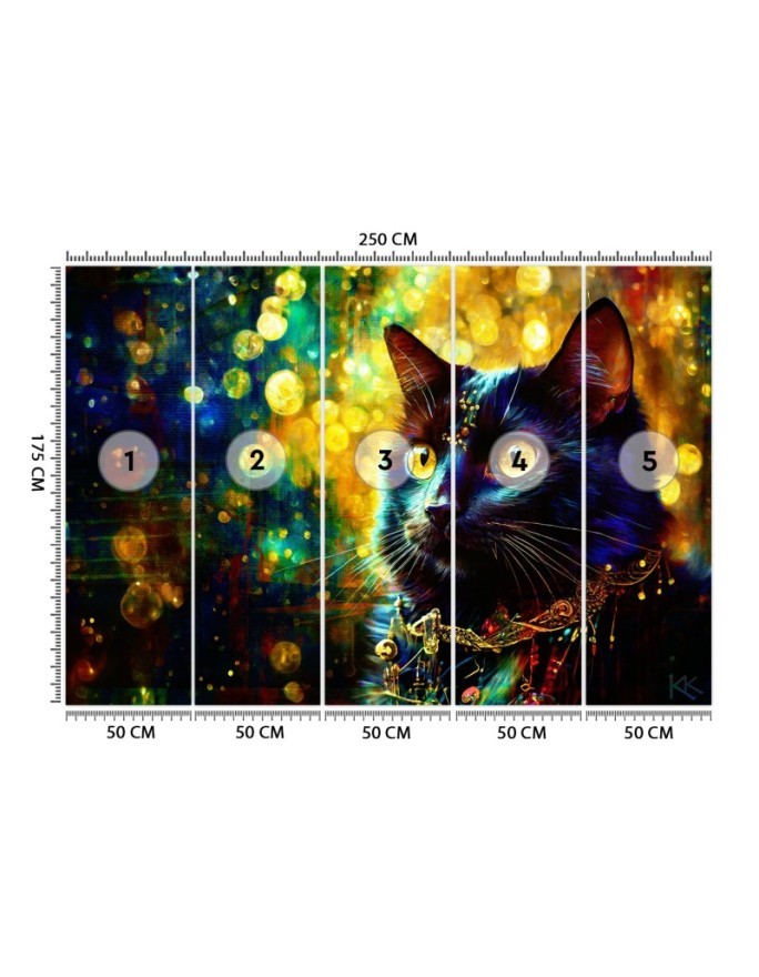 Wall mural for bedroom - Black Cat Abstraction | FEEBY