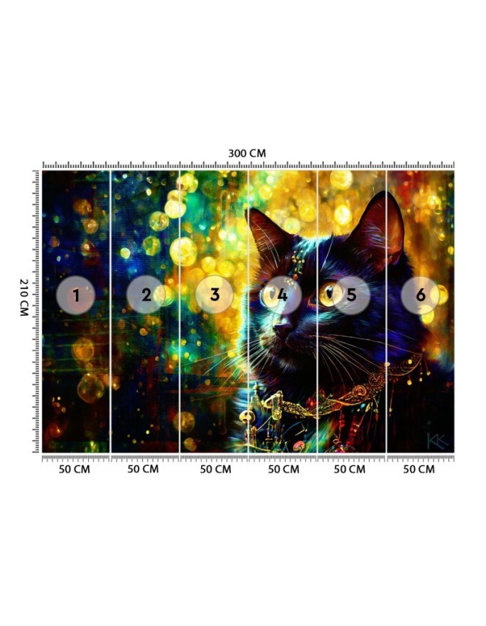 Wall mural for bedroom - Black Cat Abstraction | FEEBY