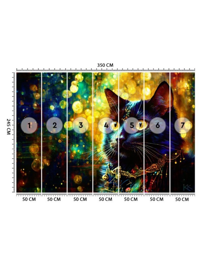 Wall mural for bedroom - Black Cat Abstraction | FEEBY