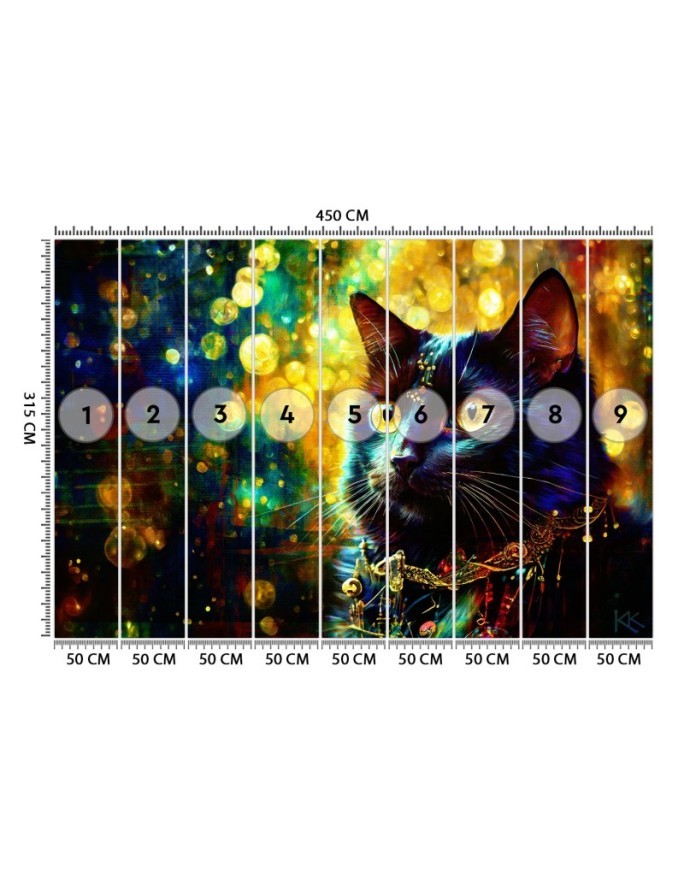 Wall mural for bedroom - Black Cat Abstraction | FEEBY