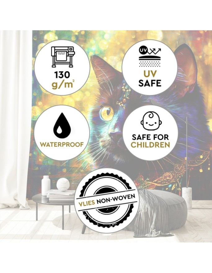 Wall mural for bedroom - Black Cat Abstraction | FEEBY